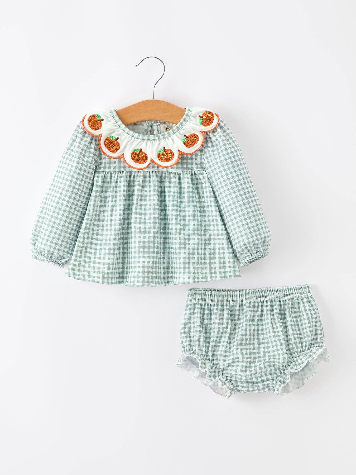 Halloween Thanksgiving Glitter Pumpkin Girls Bloomer Set