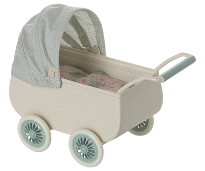 PREORDER - Pram with baby mouse - Mint