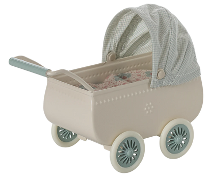 PREORDER - Pram with baby mouse - Mint