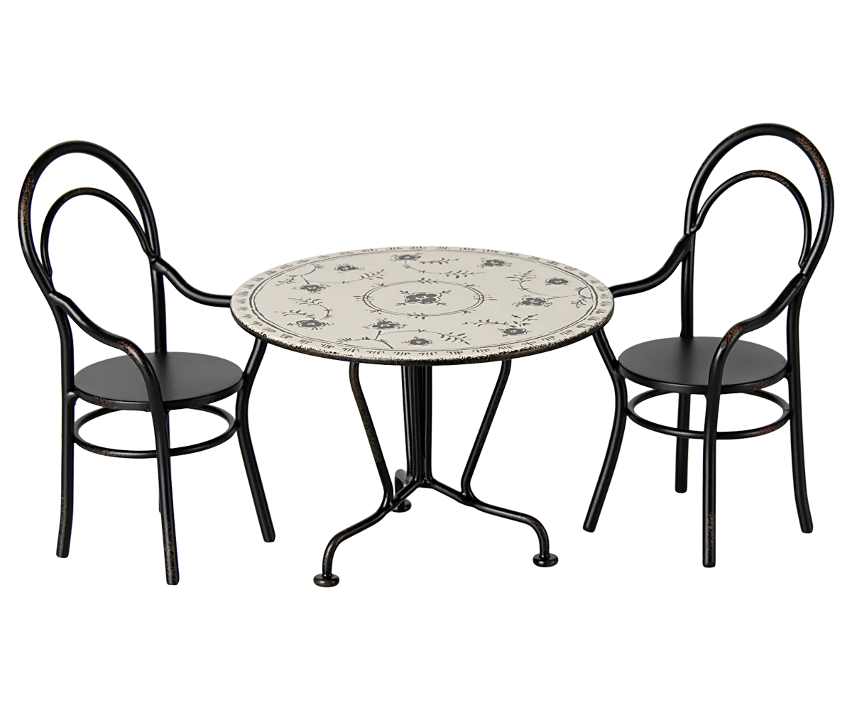 Dining table set with 2 chairs, Miniature