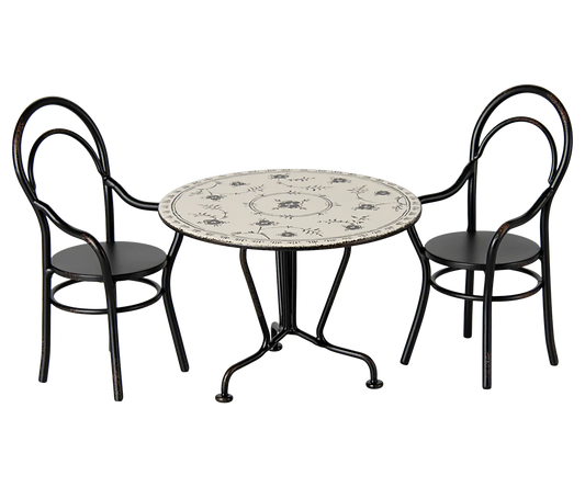 Dining table set with 2 chairs, Miniature