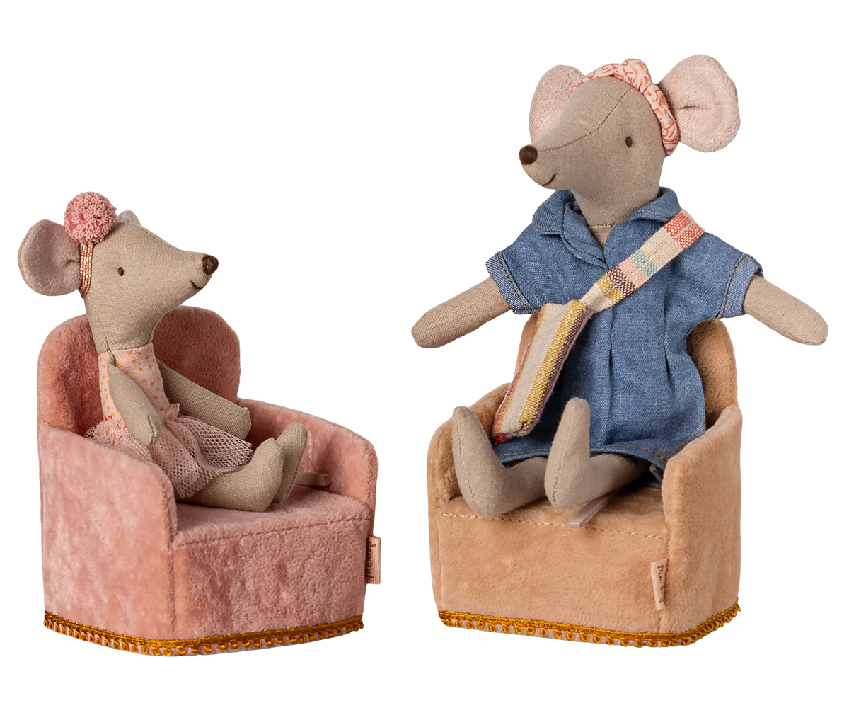 Maileg Folding chair, Mouse - Rose
