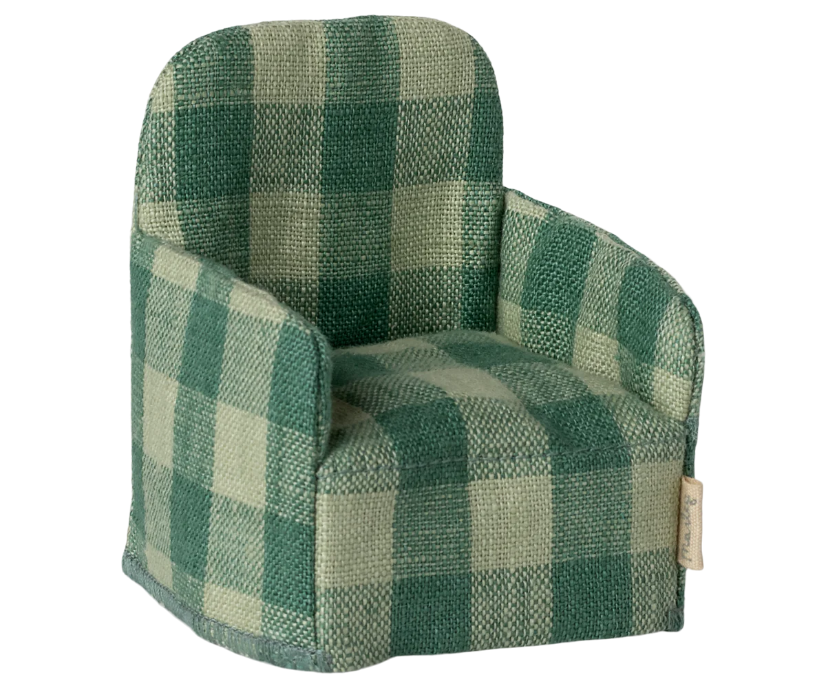 PREORDER - Maileg Folding chair, Mouse - Green check