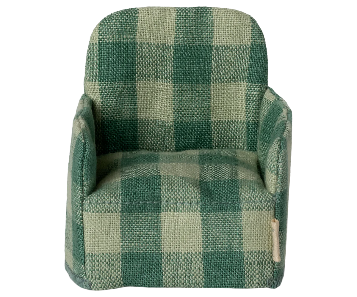 PREORDER - Maileg Folding chair, Mouse - Green check