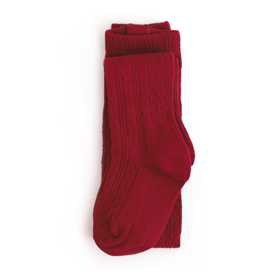 Crimson Red Cable Knit Tights