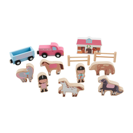 Horse Stable Wood Toy Set