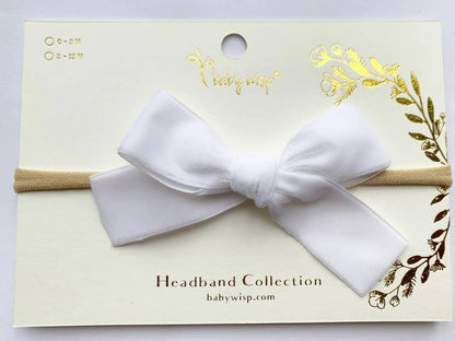 Velvet Hand Tied Infant Bow Headbands