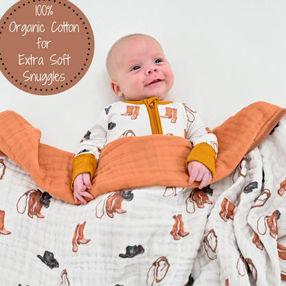 Better in Boots Muslin Quilt Baby & Kids Blanket