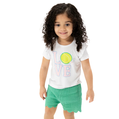 Solid Muslin Ming Green Scallop Shorts