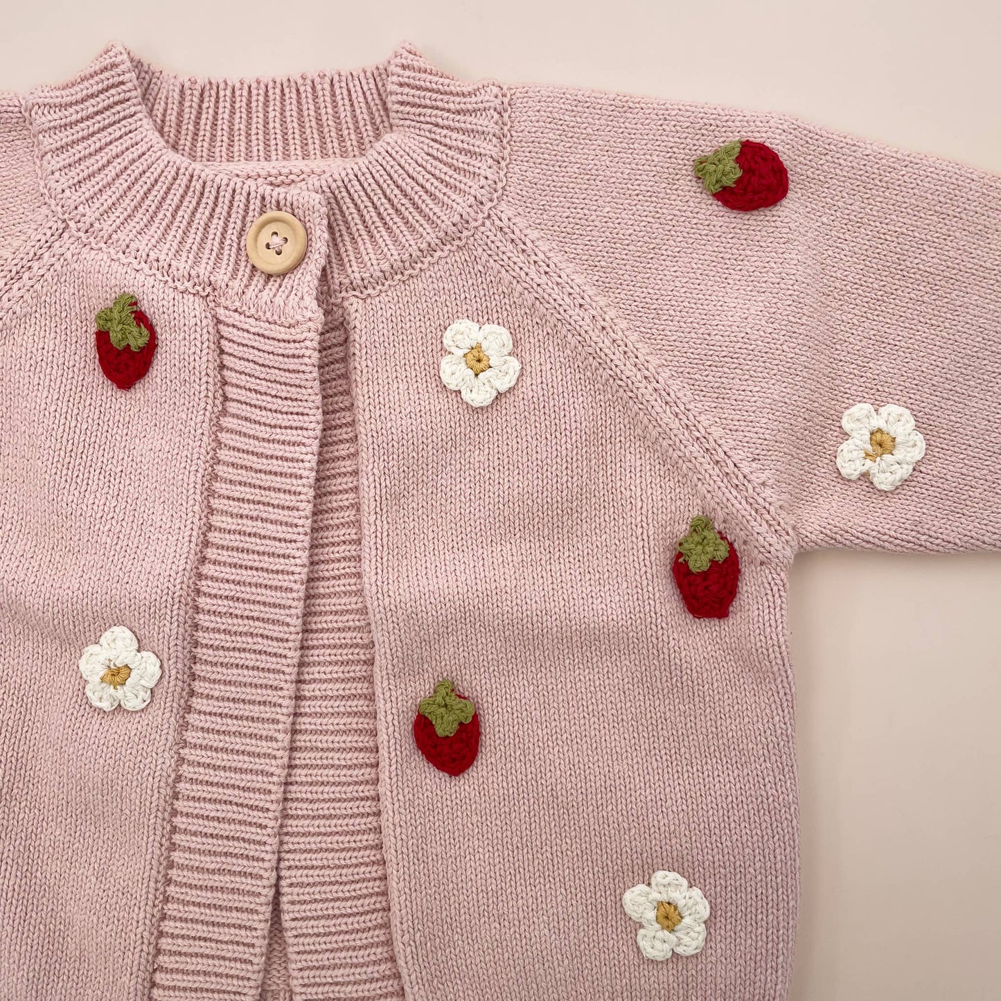 Cotton Strawberry Blush Flower Cardigan