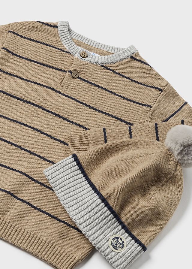 Striped Knit Sweater and Hat Set