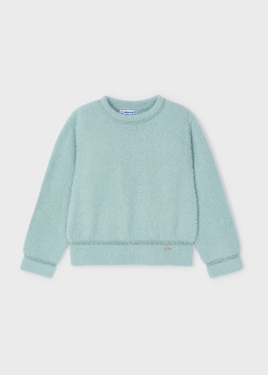 Faux Fur Knit Sweater - Jade