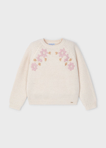 Knitted floral sweater