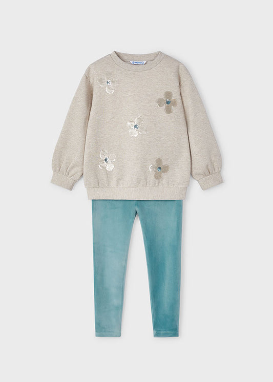 Sequined sweatshirt and leggings set for girls