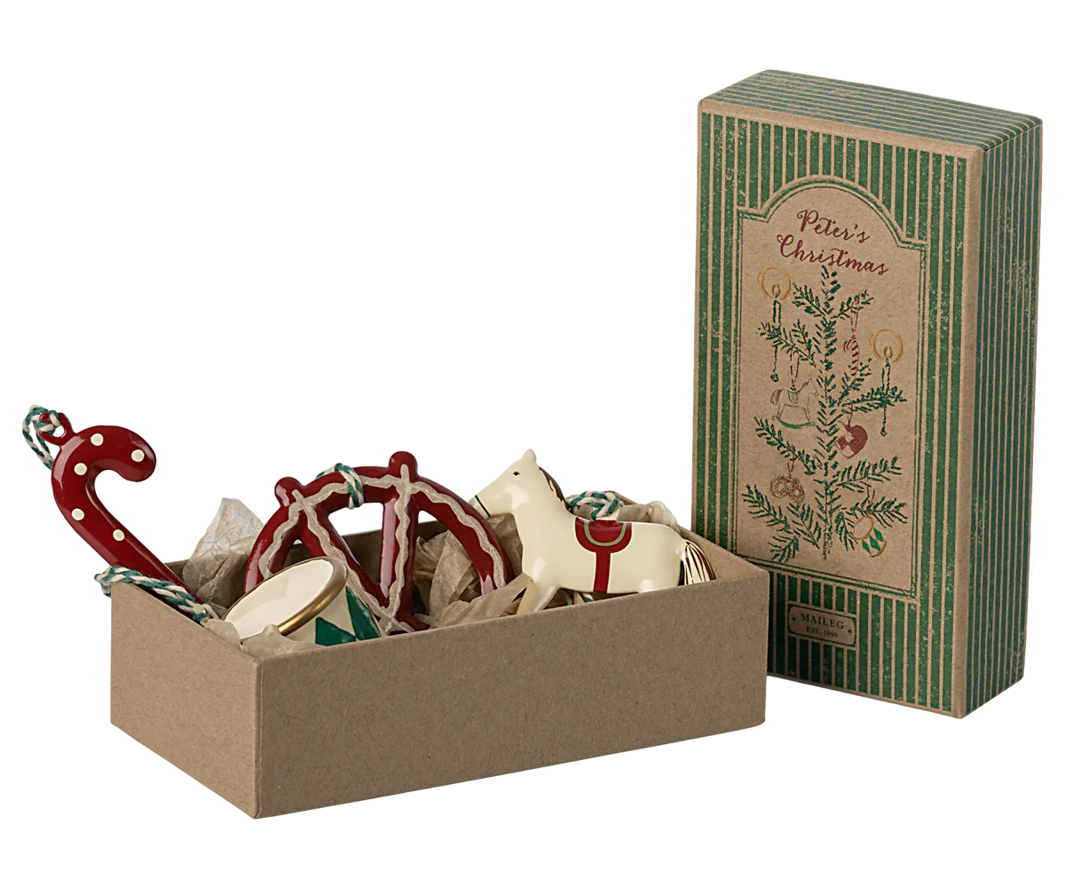 Maileg Metal Ornament Set - Peter's Christmas, Green