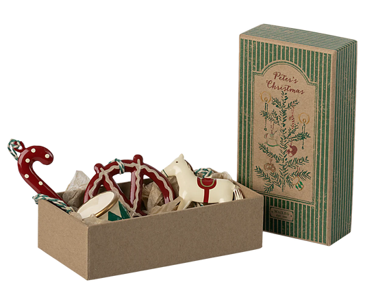 Maileg Metal Ornament Set - Peter's Christmas, Green