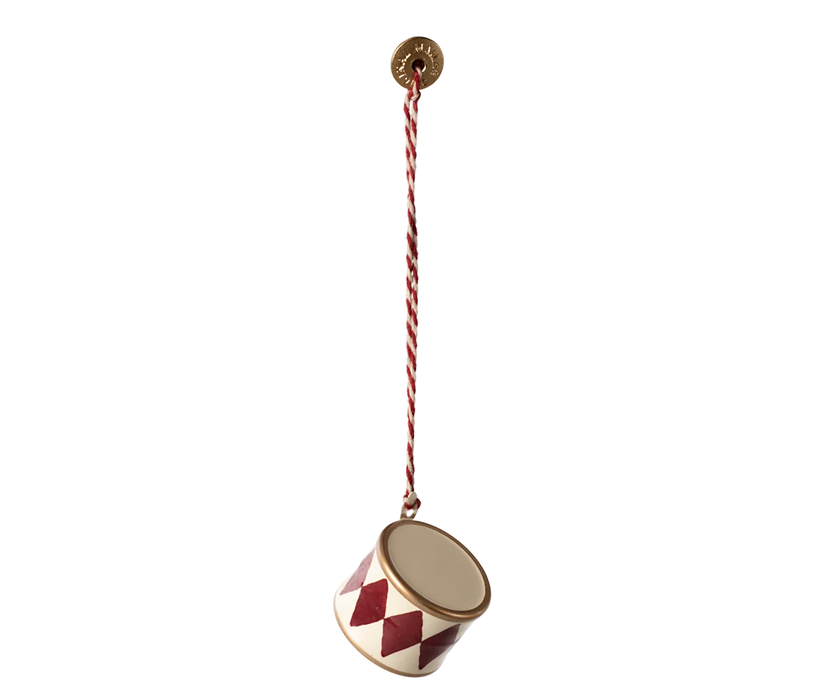 Maileg Metal ornament, Small drum - Red
