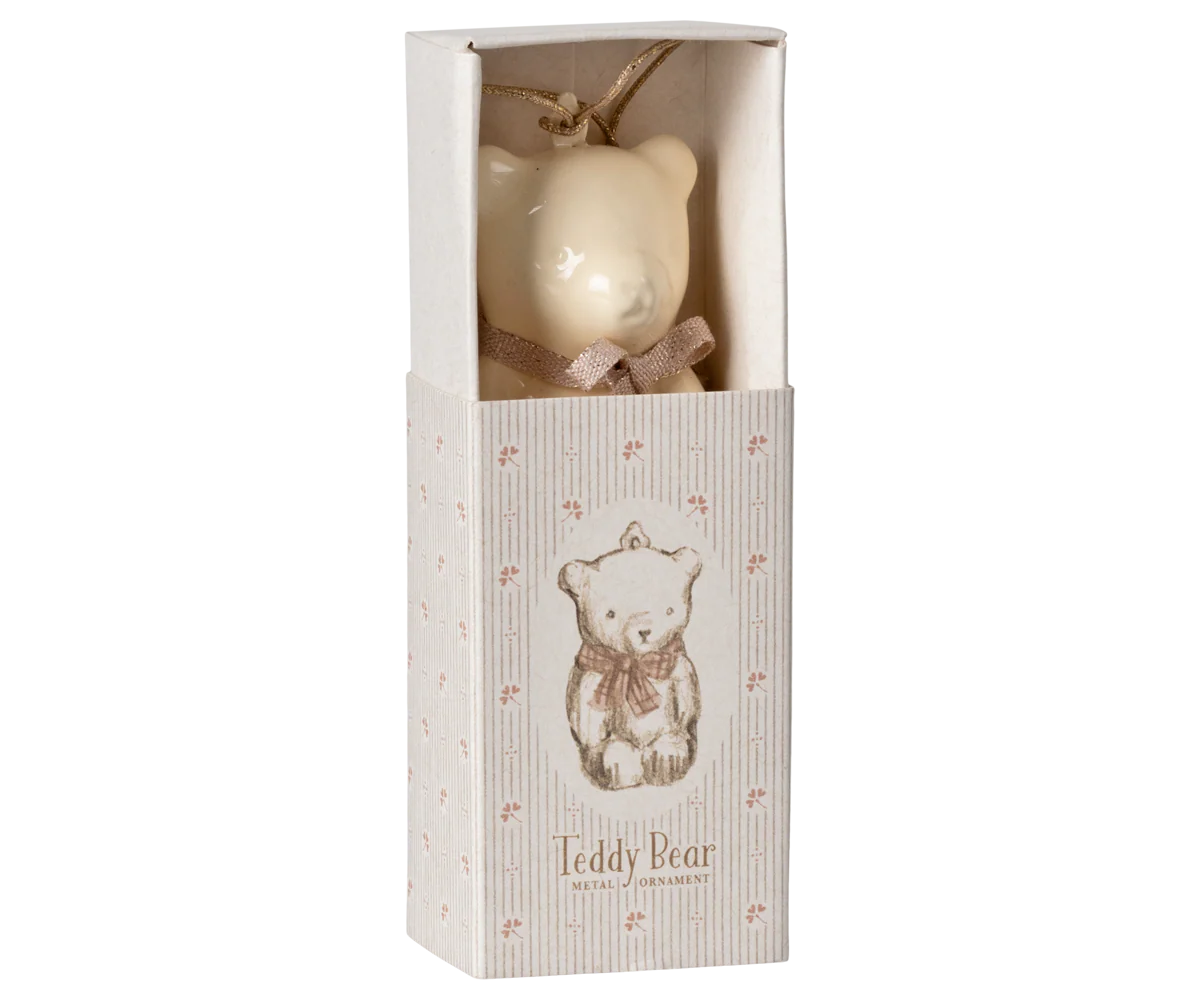 PREORDER - Maileg Metal ornament, Teddy bear - Off white/Rose (Available Early October)