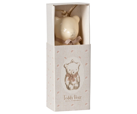 PREORDER - Maileg Metal ornament, Teddy bear - Off white/Rose (Available Early October)