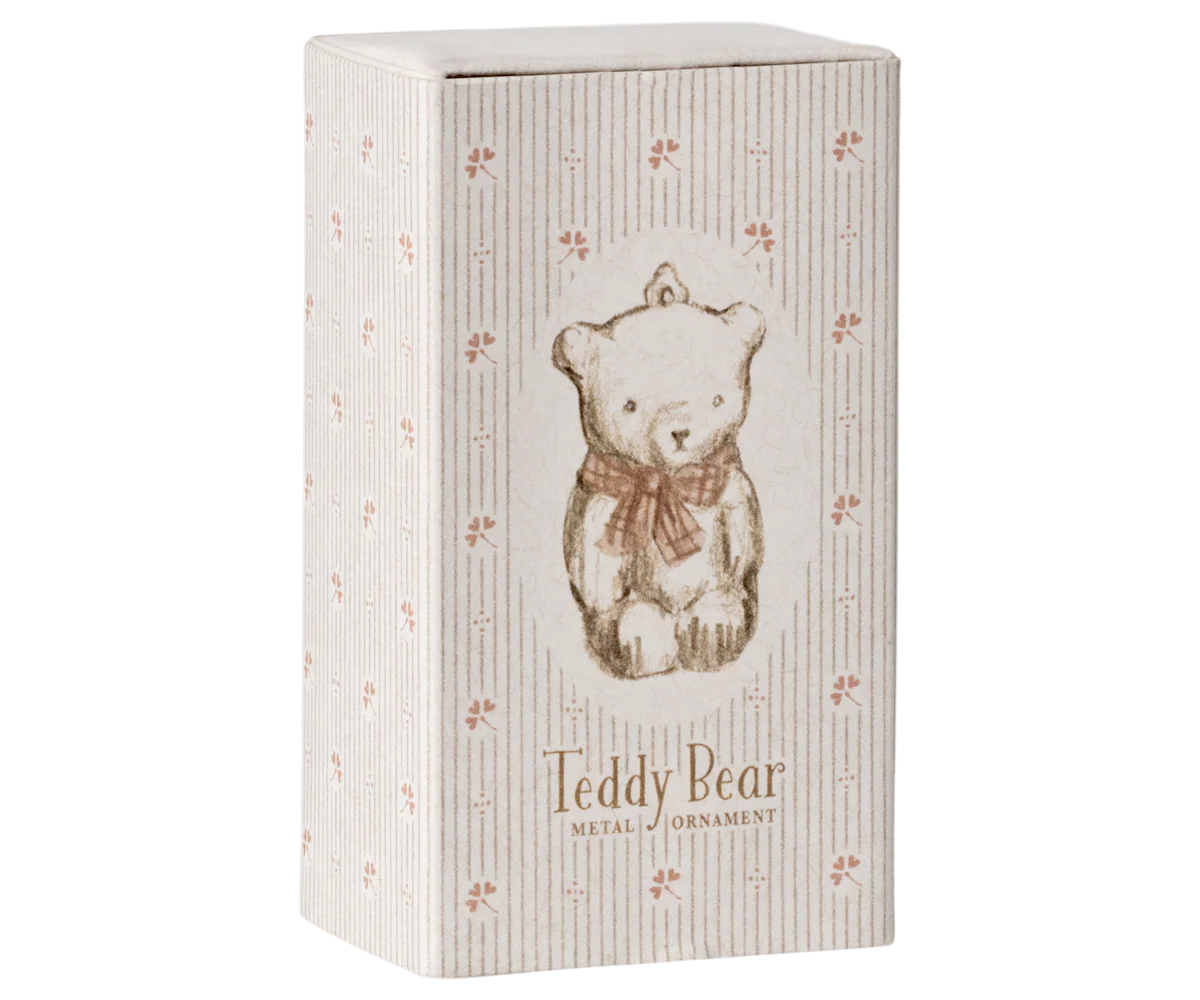 PREORDER - Maileg Metal ornament, Teddy bear - Off white/Rose (Available Early October)