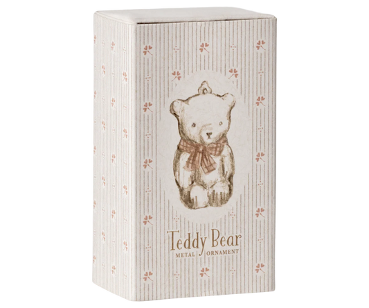 PREORDER - Maileg Metal ornament, Teddy bear - Off white/Rose (Available Early October)