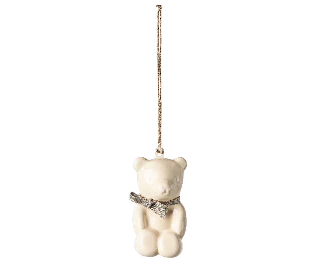 PREORDER - Maileg Metal ornament, Teddy bear - Off white/Blue (Available Early October)