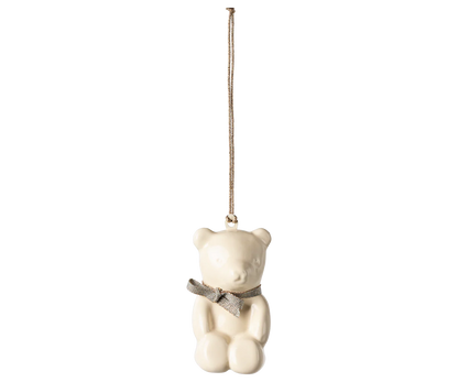 PREORDER - Maileg Metal ornament, Teddy bear - Off white/Blue (Available Early October)