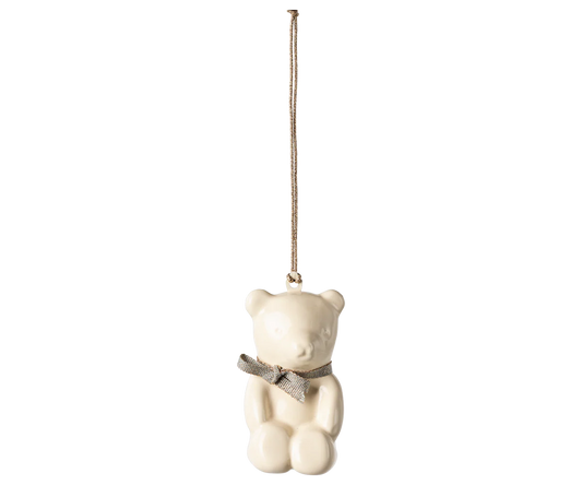 PREORDER - Maileg Metal ornament, Teddy bear - Off white/Blue (Available Early October)