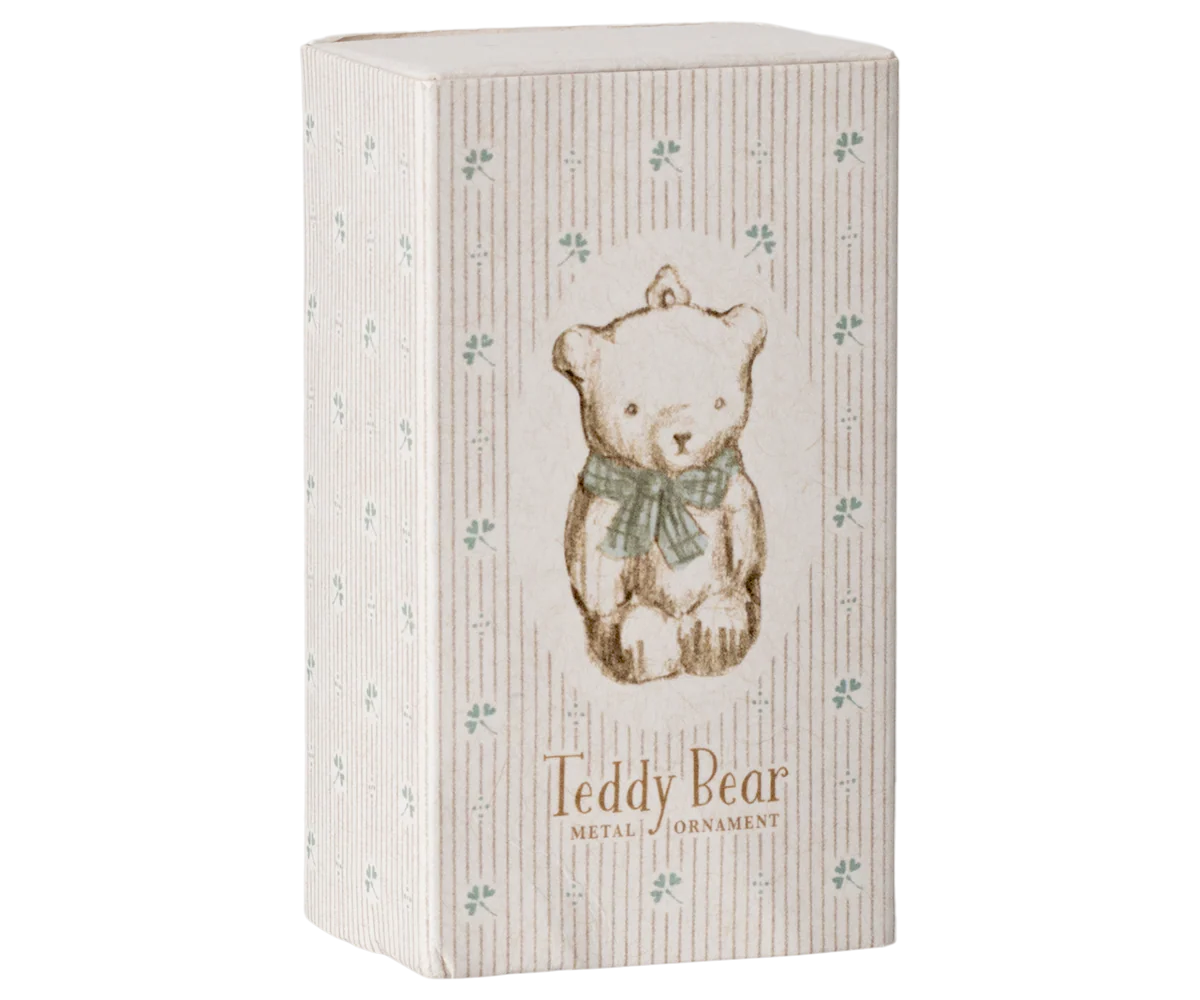 PREORDER - Maileg Metal ornament, Teddy bear - Off white/Blue (Available Early October)