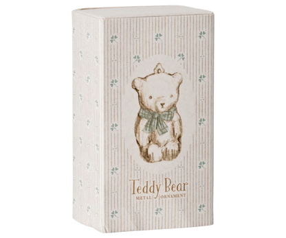 PREORDER - Maileg Metal ornament, Teddy bear - Off white/Blue (Available Early October)
