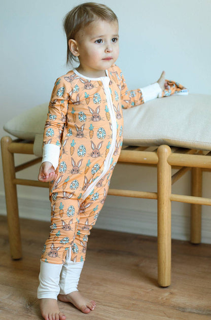 Orange Bunny Double Zipper Bamboo Sleeper