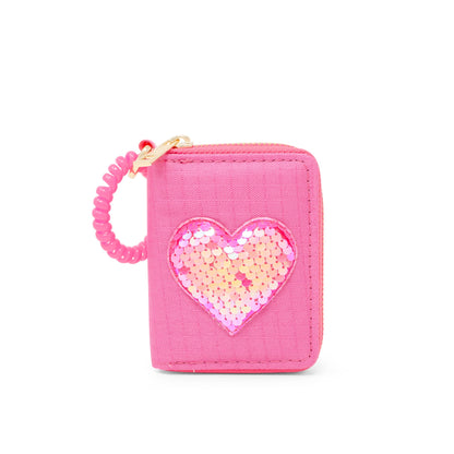 Sequin Heart Spiral Strap Wallet for Kids