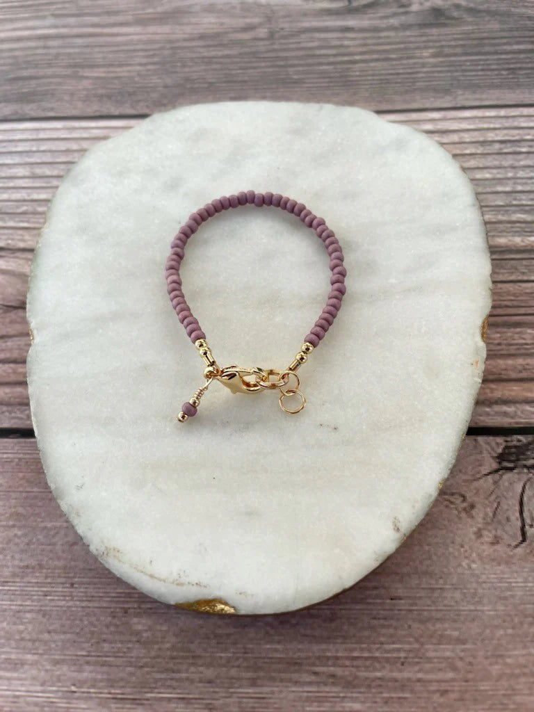 14K Gold Filled Bracelet - Mini Matte Amethyst