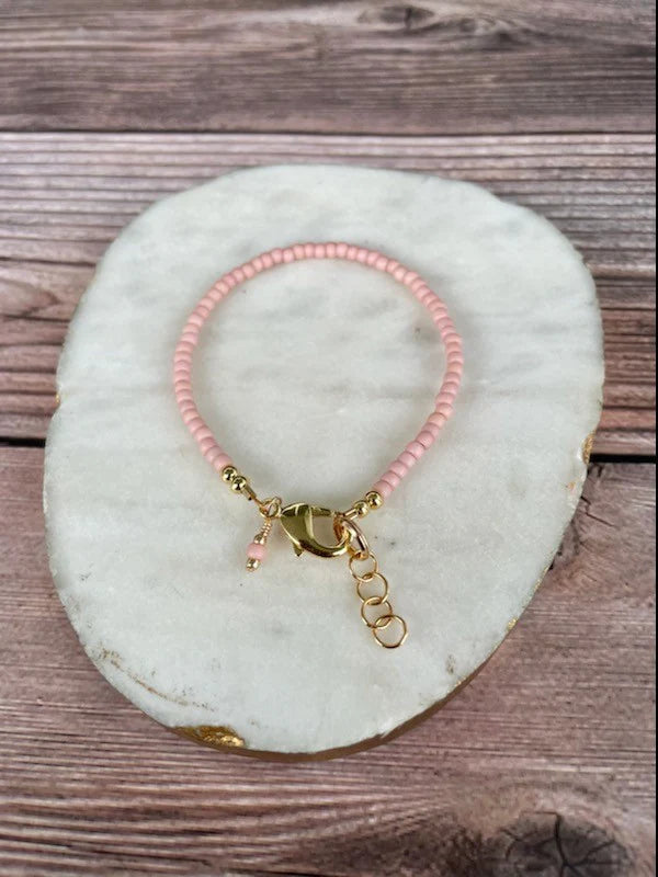 14K Gold Filled Bracelet - Mini Matte Blush Pink