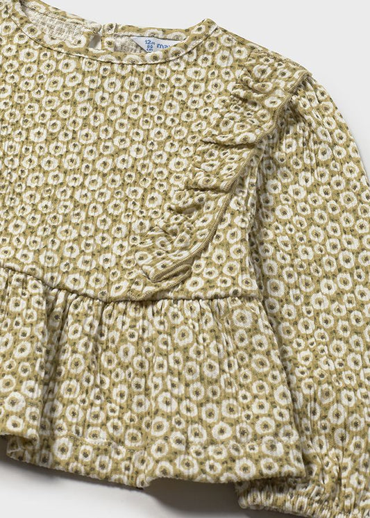 Pistachio Garden Ruffle Gauze Top