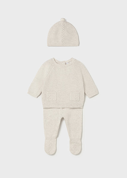 Newborn 3-Piece Knit Set - Heather Milk
