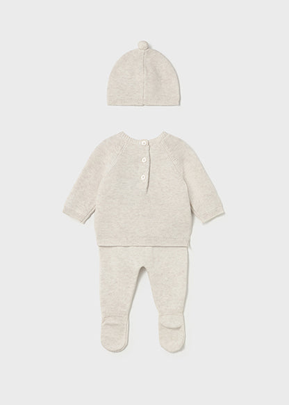 Newborn 3-Piece Knit Set - Heather Milk
