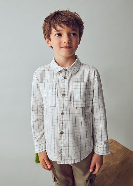 Boy Plaid Shirt - Cream