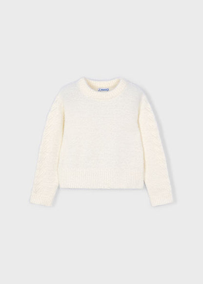Faux Fur Knit Sweater - Natural