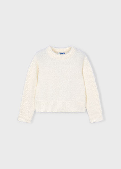Faux Fur Knit Sweater - Natural
