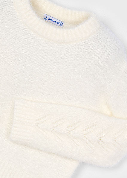 Faux Fur Knit Sweater - Natural