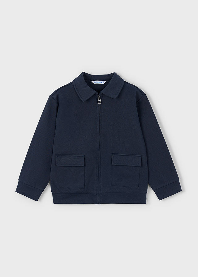 Navy Knit Polo Jacket