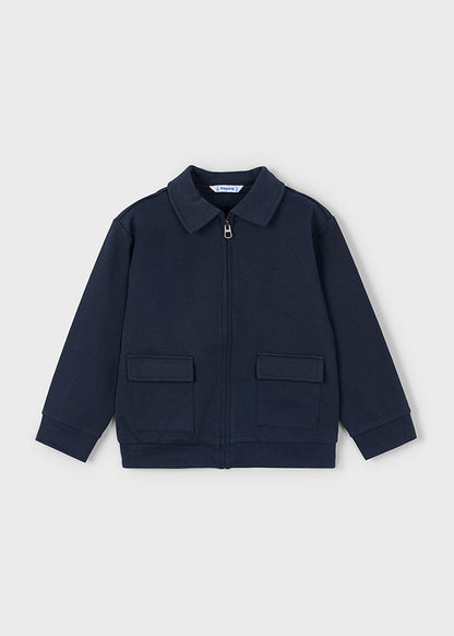 Navy Knit Polo Jacket