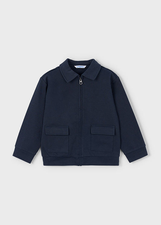 Navy Knit Polo Jacket