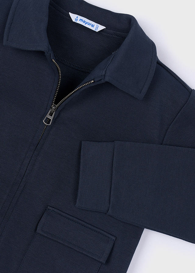 Navy Knit Polo Jacket
