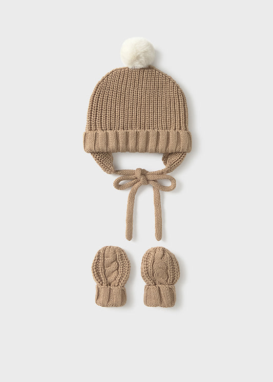 Newborn Hat and Mittens Set - Toffee