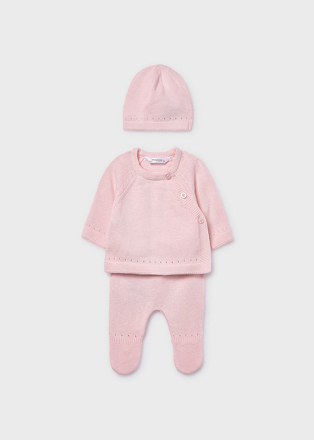 Newborn 3-Piece Gift Knit Set - Baby Pink