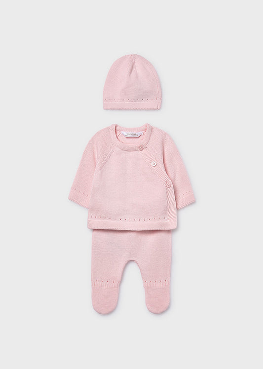 Newborn 3-Piece Gift Knit Set - Baby Pink