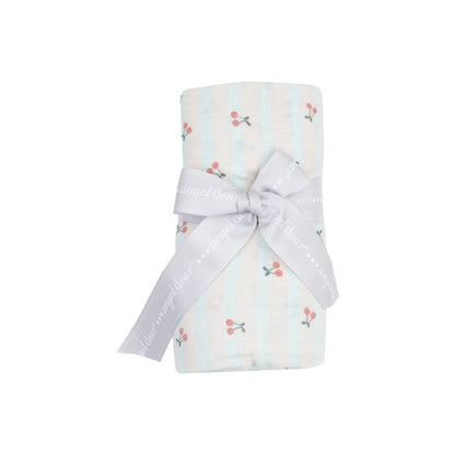 Cherry Stripe Swaddle Blanket