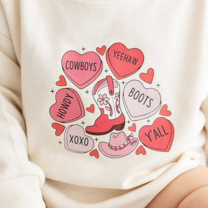 Howdy Valentine's Day Long Sleeve Romper